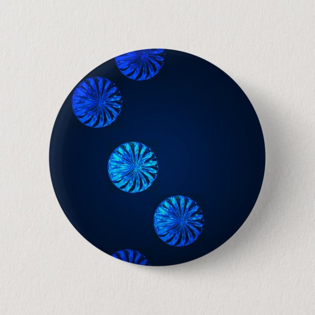Irish Design Blue Crystal Pinback Button (Front)