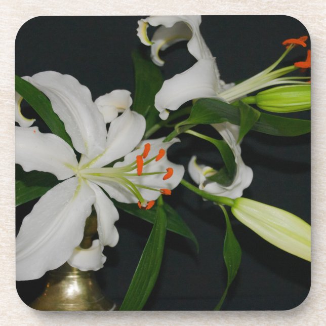 Irish Design-Brass and Flower Collection Drink Coaster (Front)