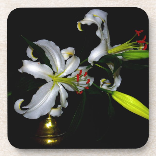 Irish Design-Brass and Flower Design Beverage Coaster (Front)