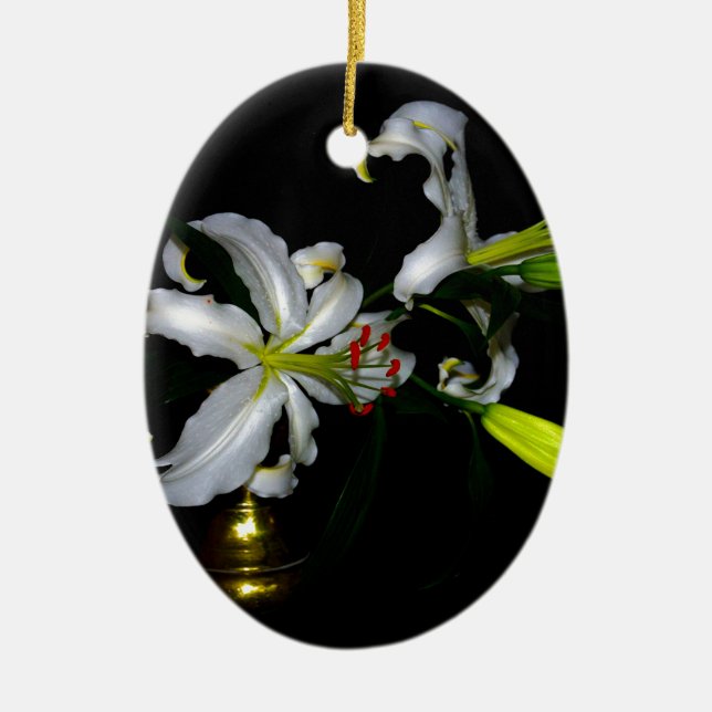 Irish Design-Brass and Flower Design Ceramic Ornament (Front)
