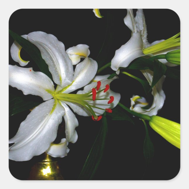 Irish Design-Brass and Flower Design Square Sticker (Front)