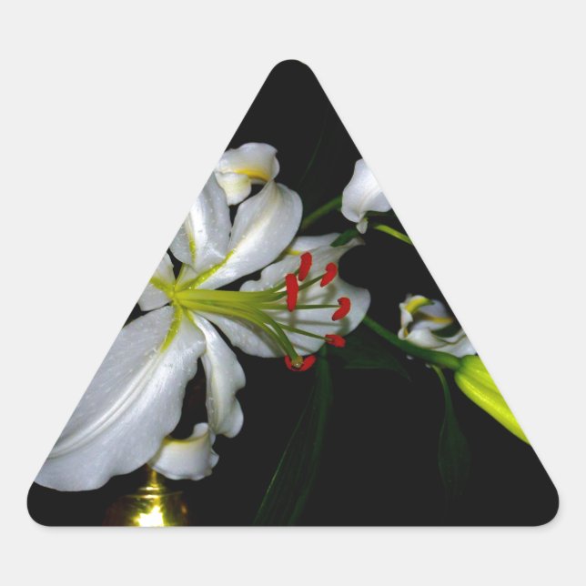 Irish Design-Brass and Flower Design Triangle Sticker (Front)