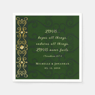 Irish Design LOVE Never Fails Bible Verse Wedding Napkins