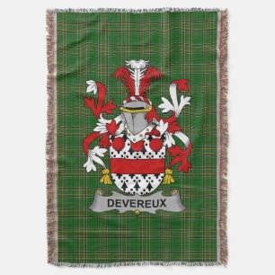 Irish Devereux Coat of Arms Family Crest Ireland Throw Blanket