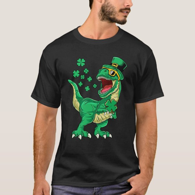 Irish Dinosaur rex Happy St Patrick's Day Toddlers T-Shirt (Front)