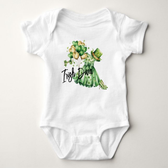 Irish Diva Infant Body T-Shirt St. Patrick's Day Baby Bodysuit (Front)