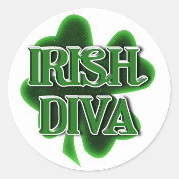 Irish Diva St. Patrick's Day Classic Round Sticker by gravityx9 at Zazzle