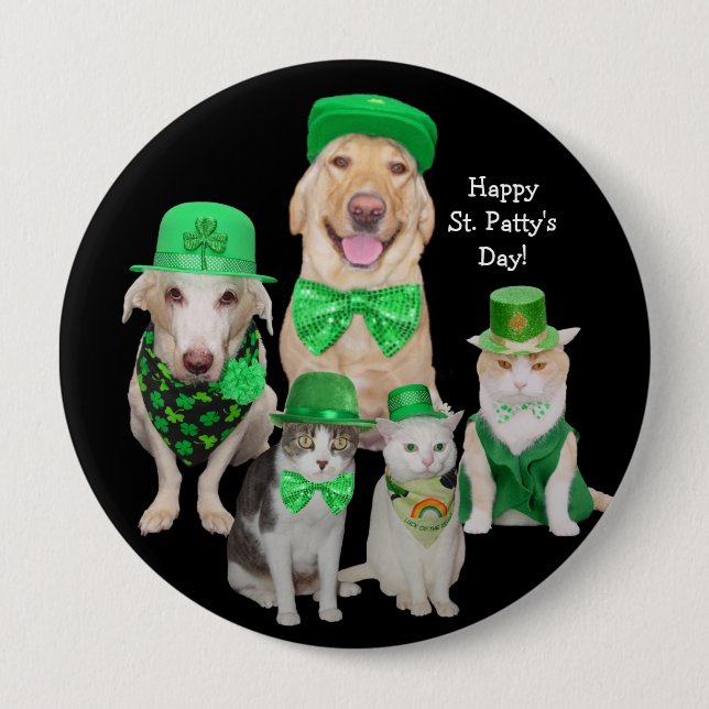 Irish Dogs & Cats St. Patrick's Day Button (Front)