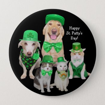 Irish Dogs & Cats St. Patrick's Day Button by myrtieshuman at Zazzle