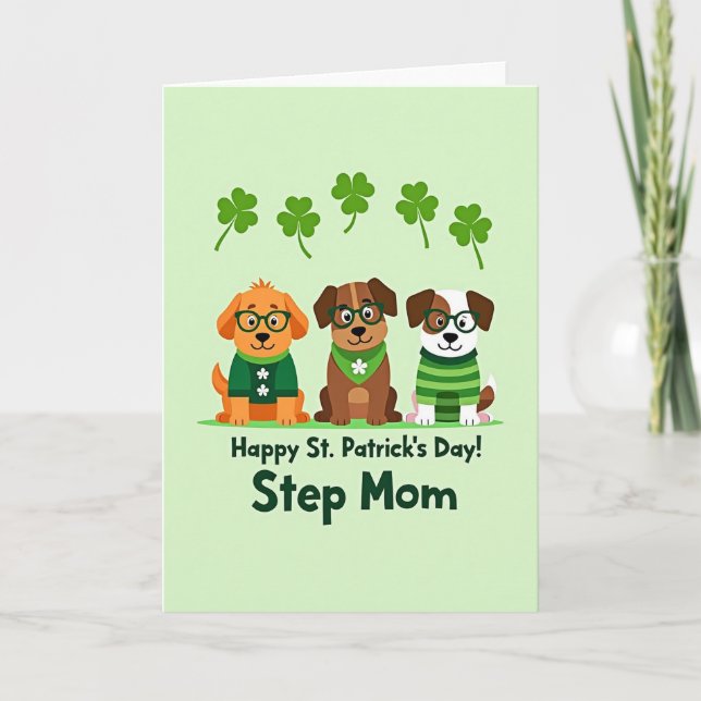 Irish Dogs Step Mom St Patricks Card (Front)