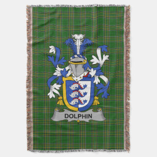 Irish Dolphin or Dolphyn Coat of Arms Family Cres Throw Blanket