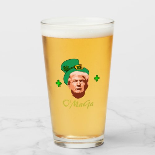 Irish Donald OMaGa Trump St Patricks Day Glass