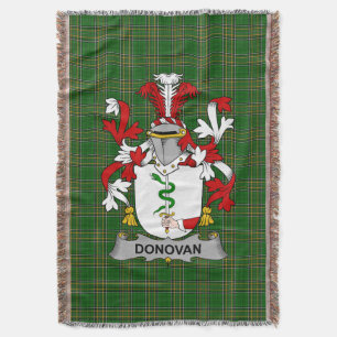Irish Donovan or O_Donovan Coat of Arms Family Cr Throw Blanket