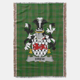 Irish Drew Coat of Arms Family Crest Ireland Throw Blanket