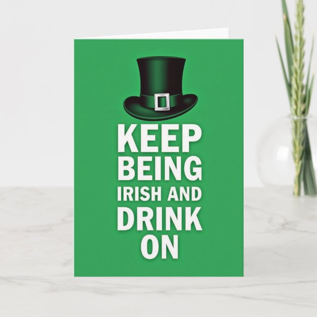Irish Drink On Top Hat Card (Front)