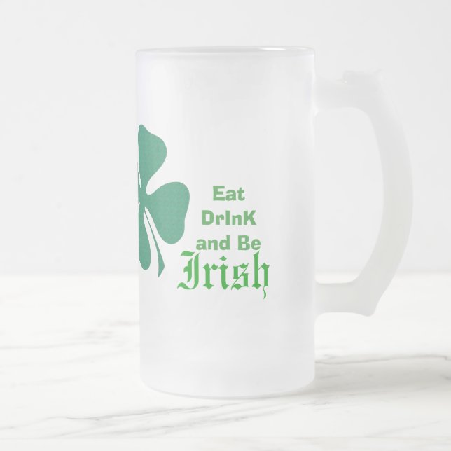 Irish drinking frosted glass beer mug (Right)