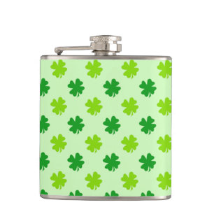 Irish Drinking Humor Booze Whiskey Green Samrocks  Flask