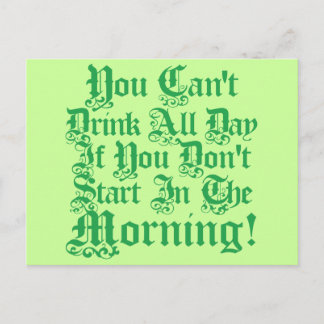 Irish Drinking Humor Postcard