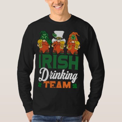 Irish Drinking Team Drinking Beer Gnome  Patricks  T-Shirt
