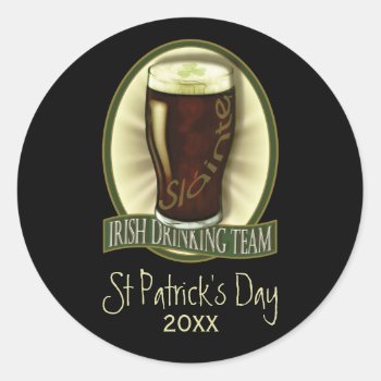 Irish Drinking Team Personalized Classic Round Sticker by Specialeetees at Zazzle
