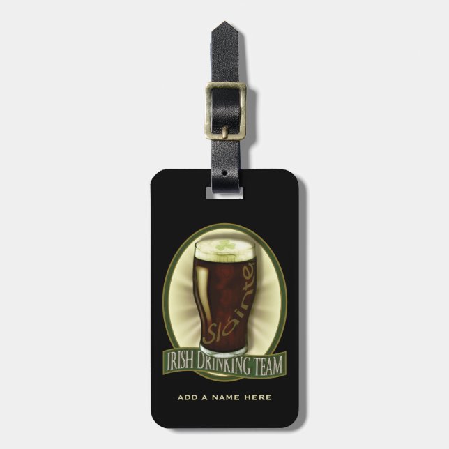 Irish Drinking Team Personalized Luggage Tag (Front Vertical)