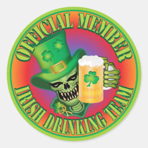 Irish Drinking Team Skull.ai Classic Round Sticker
