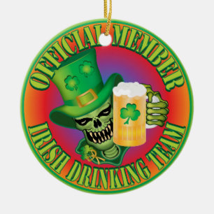Irish Drinking Team Skull Ceramic Ornament