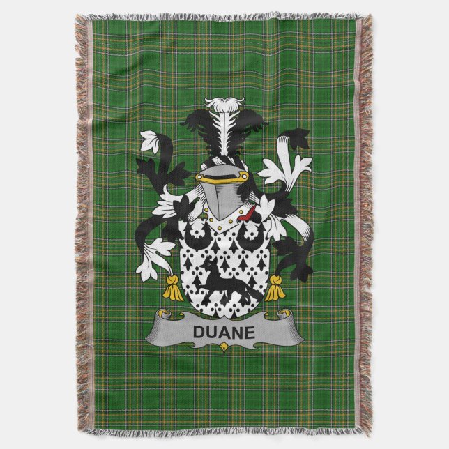  Irish Duane or O_Devine Coat of Arms Family Crest Throw Blanket (Front Vertical)