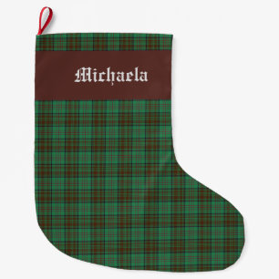 Irish Dublin Green Tartan  Large Christmas Stocking
