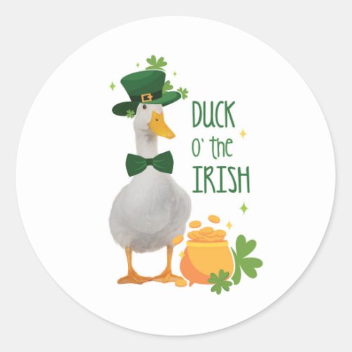 Irish Duck St Patricks Day  Classic Round Sticker