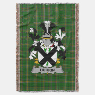 Irish Durkin or O_Durkin Coat of Arms Family Cres Throw Blanket