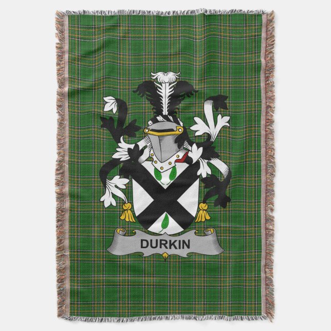  Irish Durkin or O_Durkin Coat of Arms Family Cres Throw Blanket (Front Vertical)