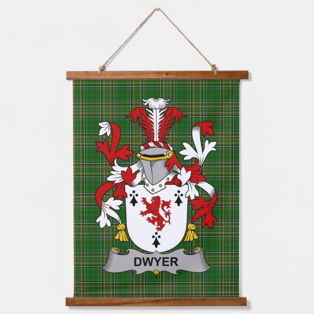 Irish Dwyer or O_Dwyer Coat of Arms Family Crest Hanging Tapestry (Front)