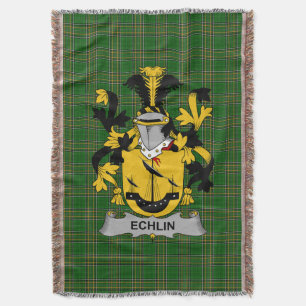 Irish Echlin Coat of Arms Family Crest Ireland Throw Blanket