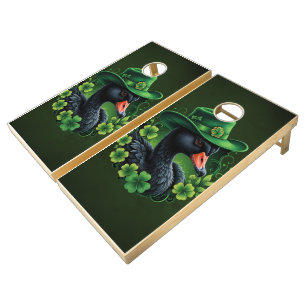 Irish Elegance, The Black Swan of St. Patrick Cornhole Set