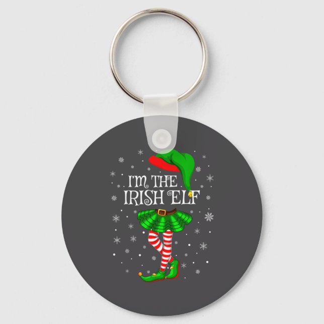 Irish Elf Christmas Matching Family Women Girls El Keychain (Front)