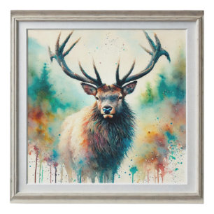 Irish Elk Majesty 031124AREF124 - Watercolor Faux Canvas Print