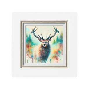 Irish Elk Majesty 031124AREF124 - Watercolor Metal Print