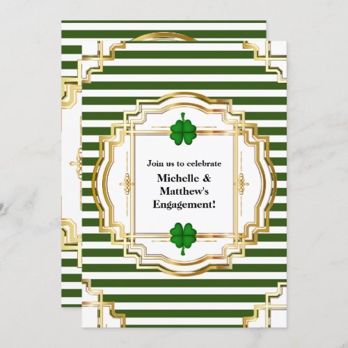 Irish engagement celebration party shamrock clover invitation