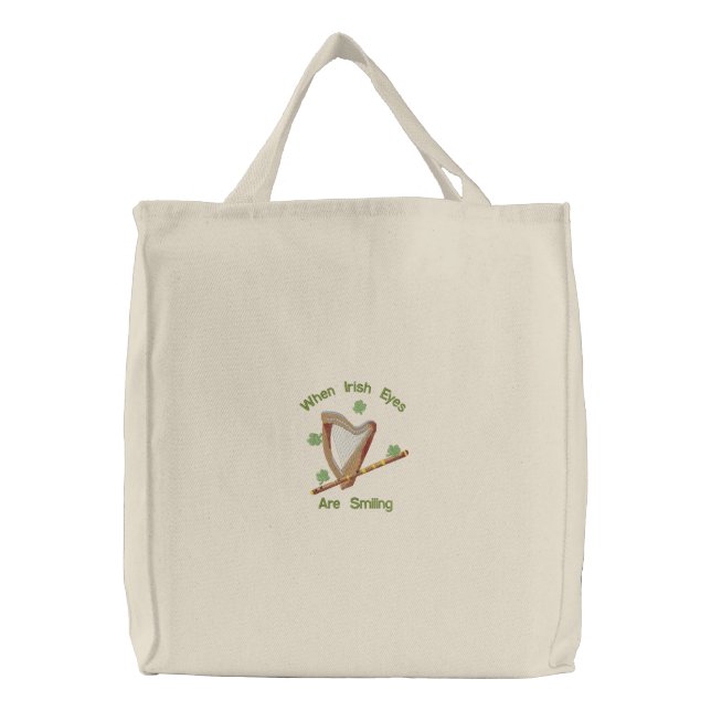 Irish Eyes Embroidered Tote Bag (Front)