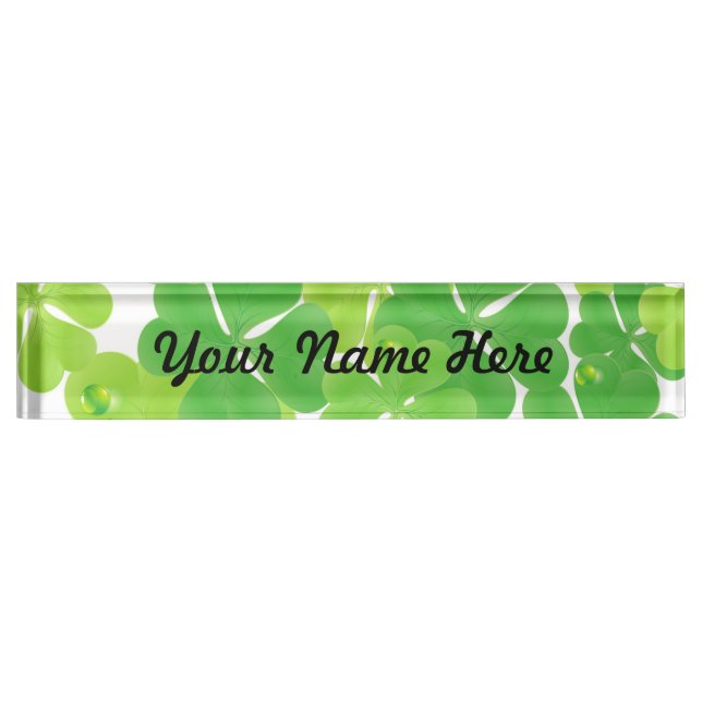 Irish Fab Shamrock Design Desk Name Plate (Front)