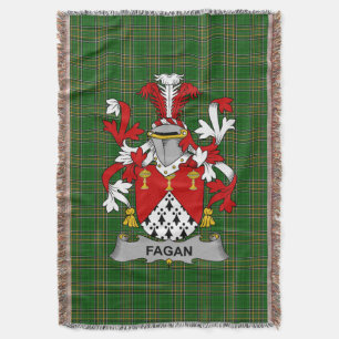 Irish Fagan Coat of Arms Family Crest Ireland Throw Blanket