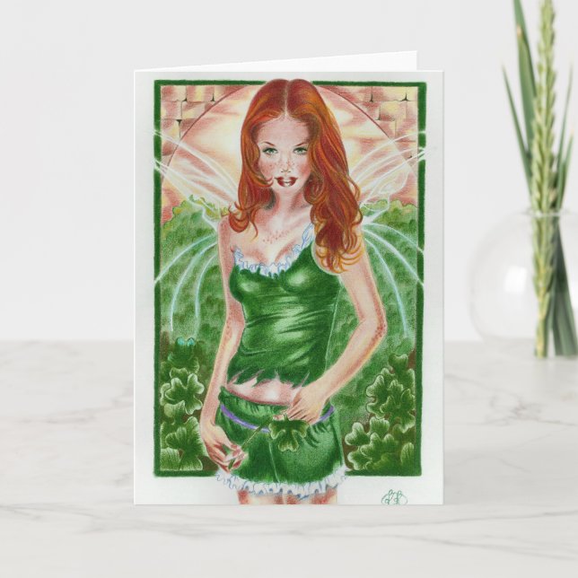 Irish Fairy Shamrock Card (Front)