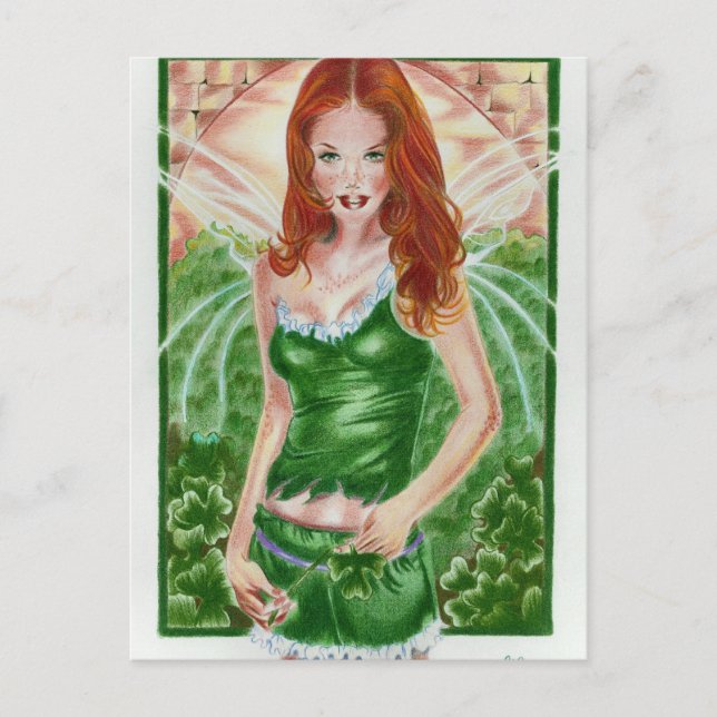 Irish Fairy Shamrock Postcard (Front)