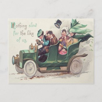 Irish Family Antique Car Driving Postcard by kinhinputainwelte at Zazzle
