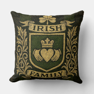 Irish Family Crest Claddagh St. Patrick’s Day Throw Pillow