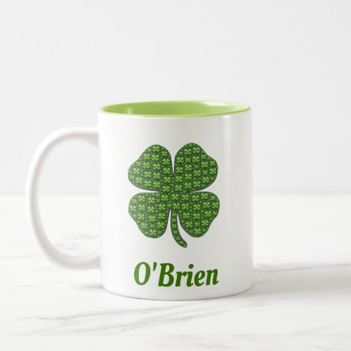 Irish Family Name Four Leaf Clover Shamrock Two_Tone Coffee Mug