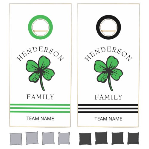 IRISH Family Name Shamrock Cornhole Set