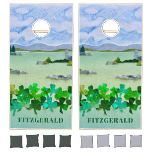 Irish Family Name Shamrock Cornhole Set