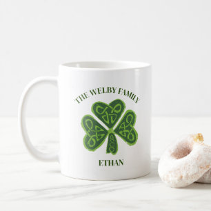 Irish Family Name Vintage Celtic Shamrock Custom Coffee Mug